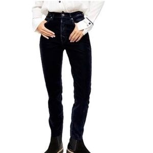 Free People Navy Velvet Skinny Pants
